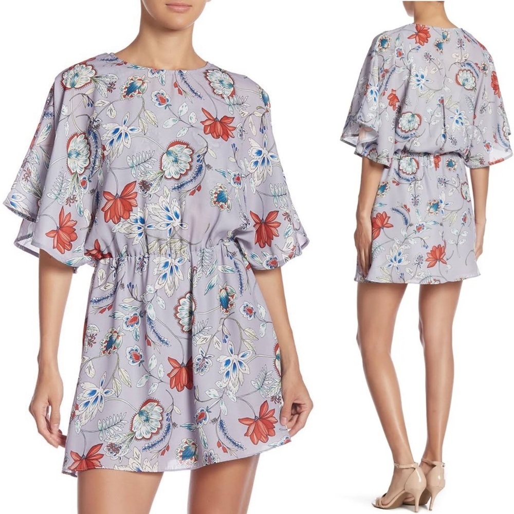 NWT Parker Violet Garden Floral Flutter Sleeve Mini Dress